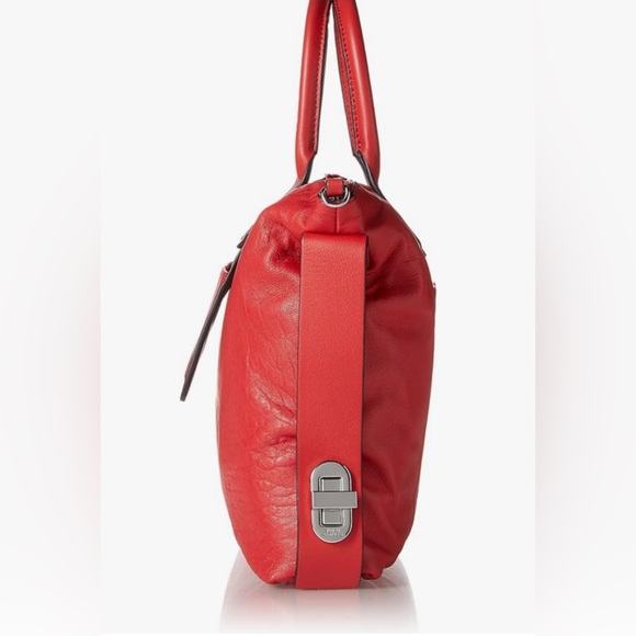Vince Camuto Davia Red Leather Satchel Rare! - Picture 6 of 13